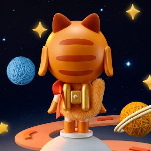 Crybaby Space Cat Figurine-Orange