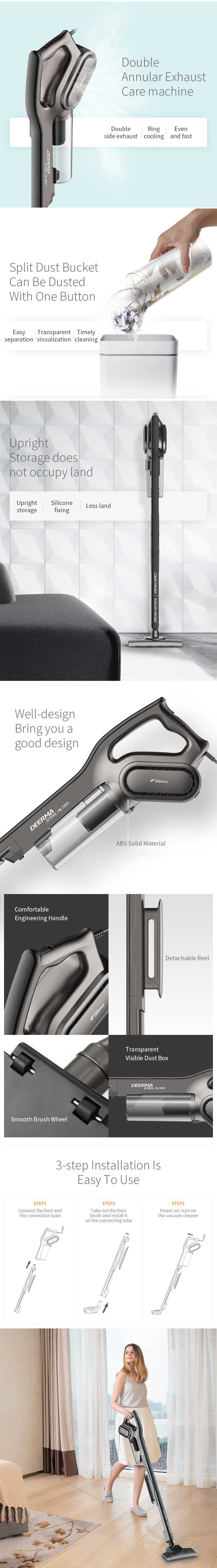 Deerma DX700s Household Upright Vacuum Cleaner