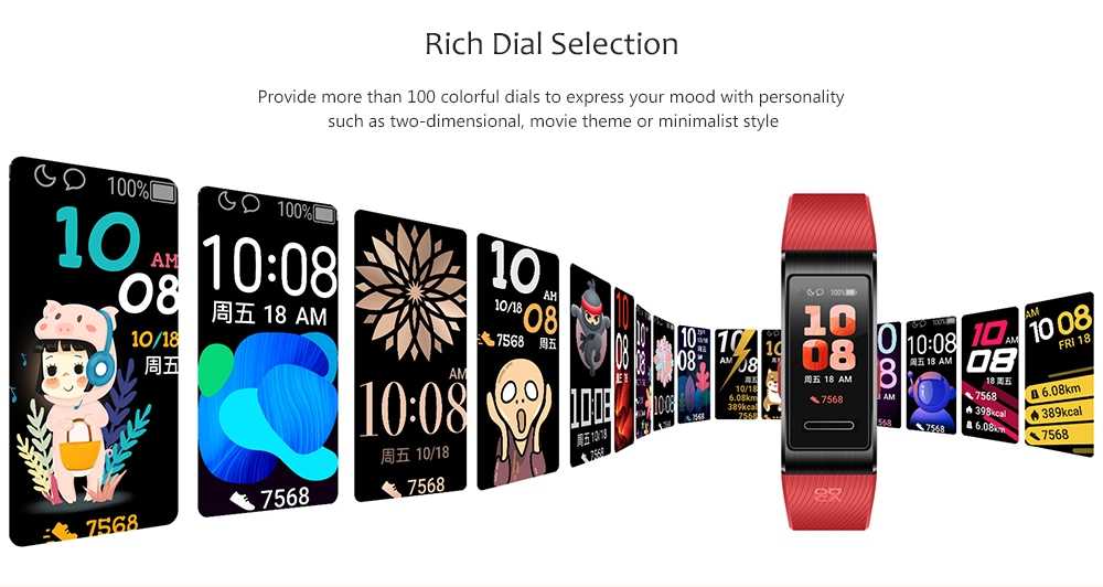 Selección rica de esferas en la pulsera de movimiento del oxímetro Huawei 4Pro Huawei Band 4 Pro