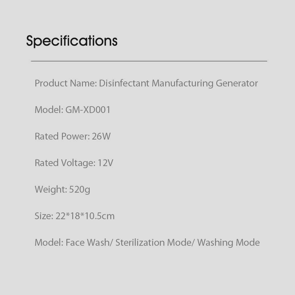 Rucas CMAIR Disinfectant Manufacturing Machine with Sodium Hypochlorite GM XD001 White Simple Version