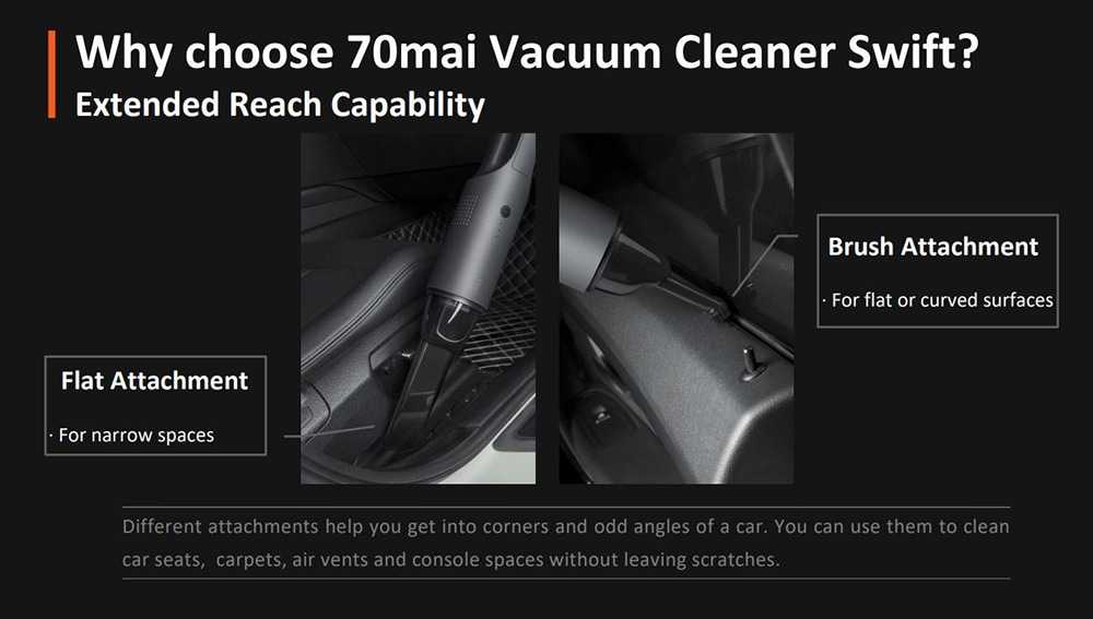 70mai Swift Handheld Vacuum Cleaner Wireless 5kPa Suction Car Cleaner International Version (Xiaomi Ecosystem Product) - Black