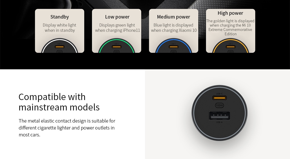 شاحن سيارة Xiaomi CC07ZM متوافق مع الموديلات السائدة Xiaomi 100W Fast Charging Car Charger Wholesale