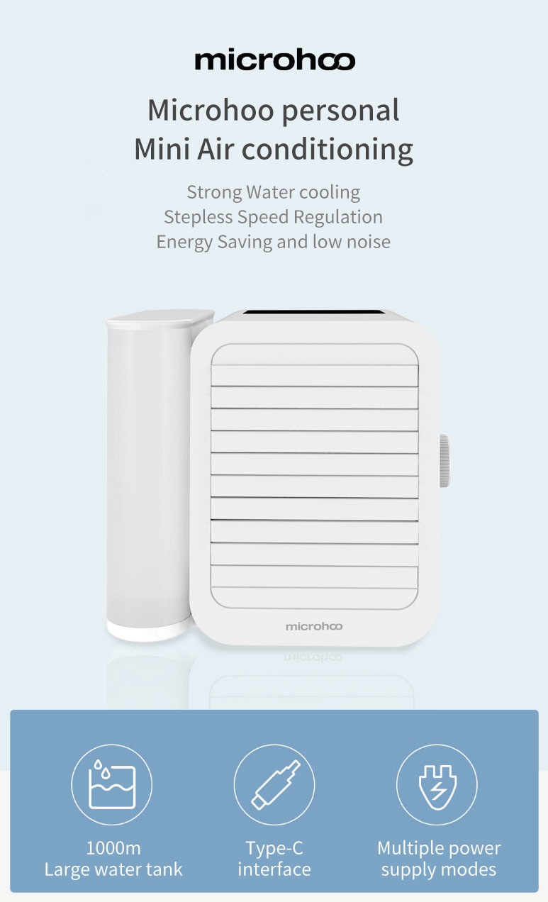 Microhoo Mini Portable Air Conditioner Water Cooling Fan Wholesale