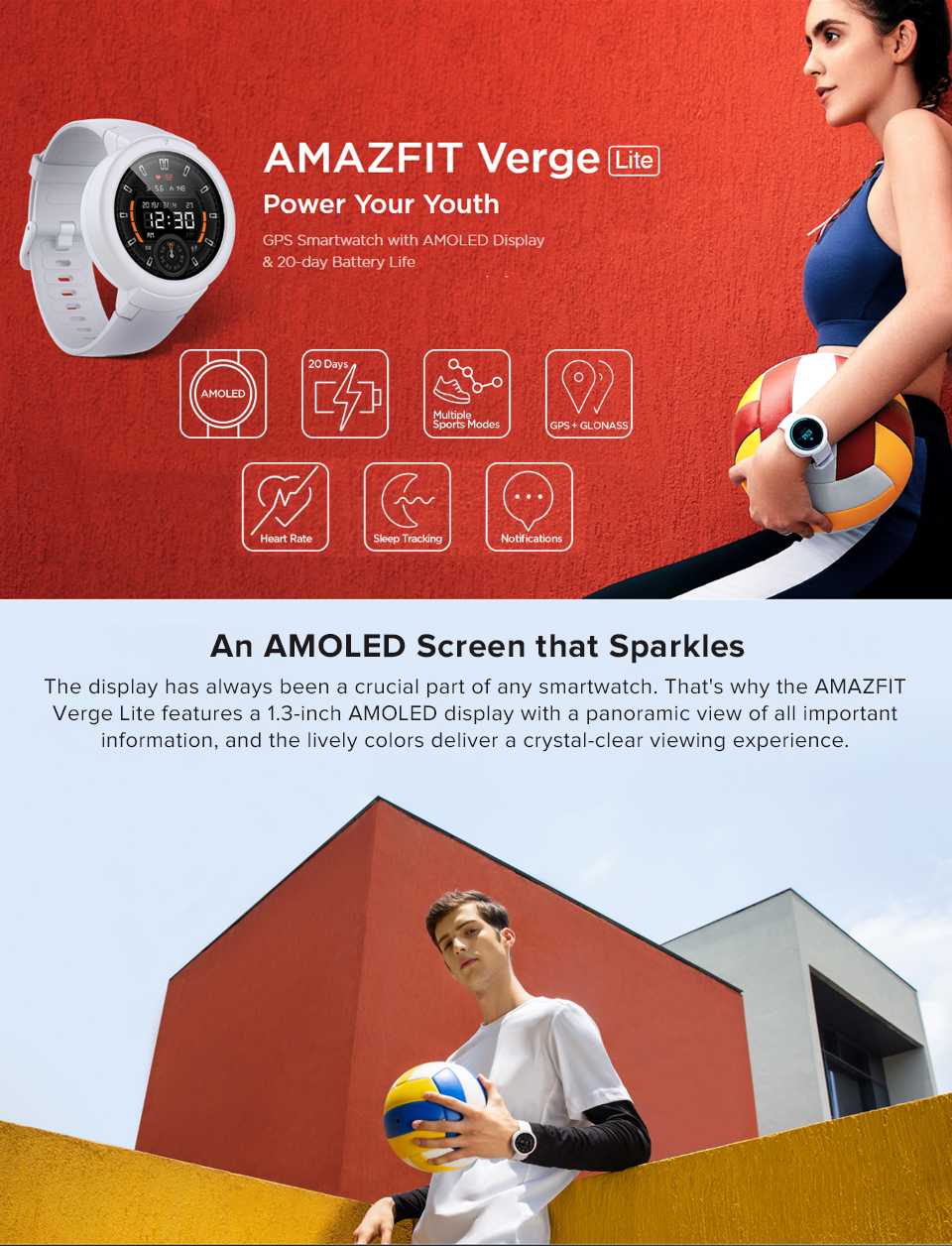 Amazfit Verge Lite AMOLED Color Screen Smart Watch