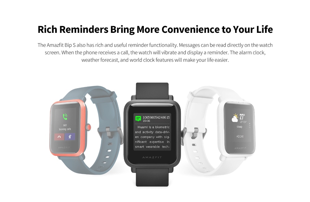 Lembretes de eventos do smartwatch Amazfit BIP S Amazfit BIP S Smartwatch Event Reminders