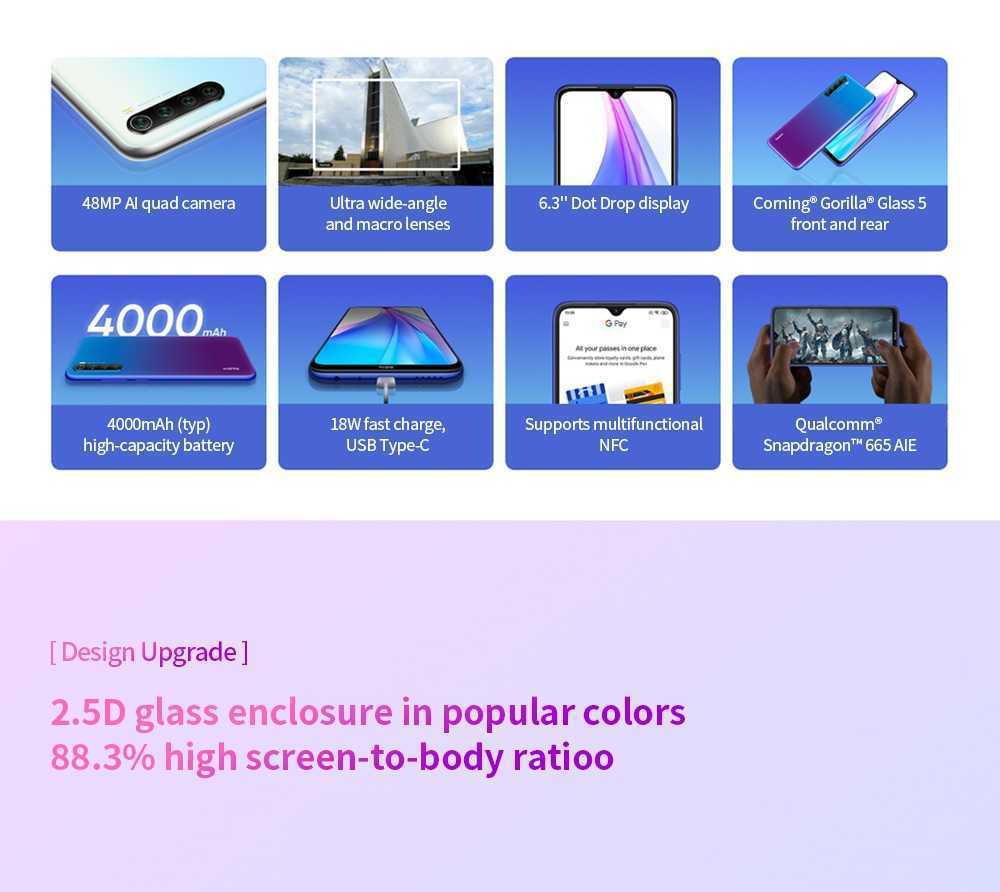 Xiaomi Redmi Note 8T 4G Phablet 4GB RAM 64GB ROM- Azul Xiaomi Redmi Note 8T 4G Phablet 4GB RAM 64GB ROM- Blue
