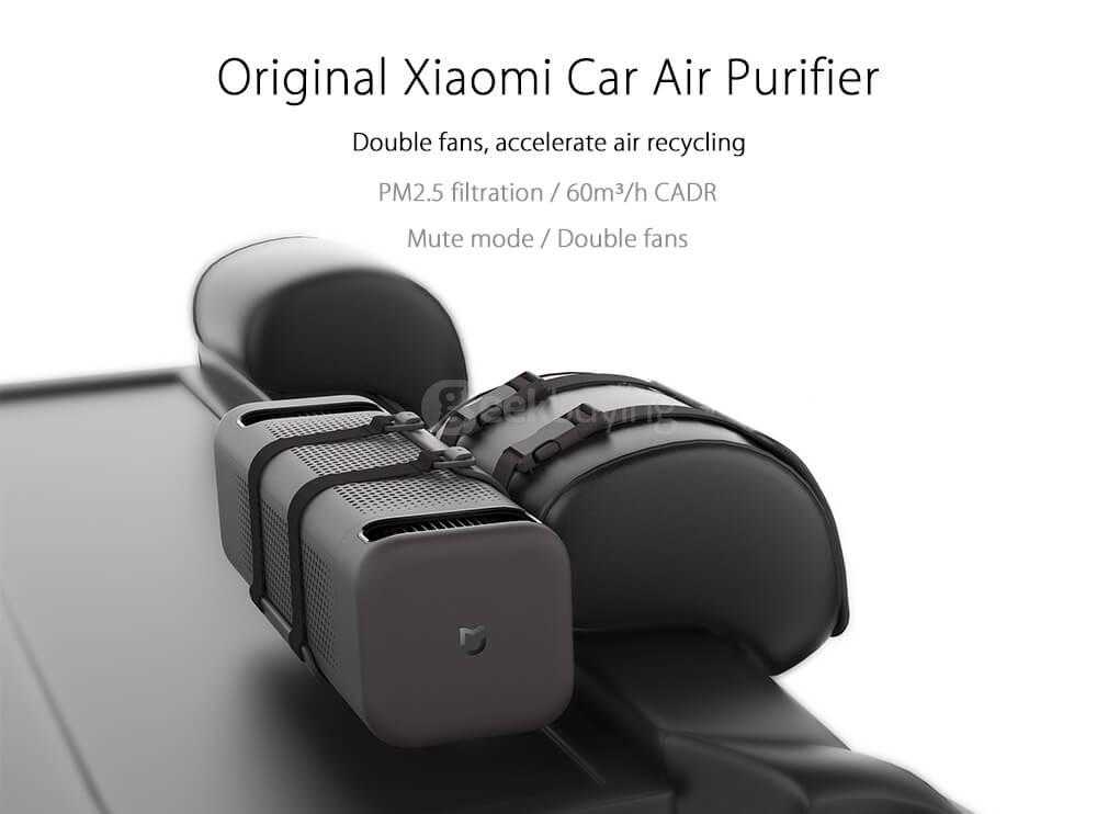 Original Xiaomi Car Air Cleaner Bluetooth 4.1 Air Purifier Freshener Smart Phone Remote Control - Black