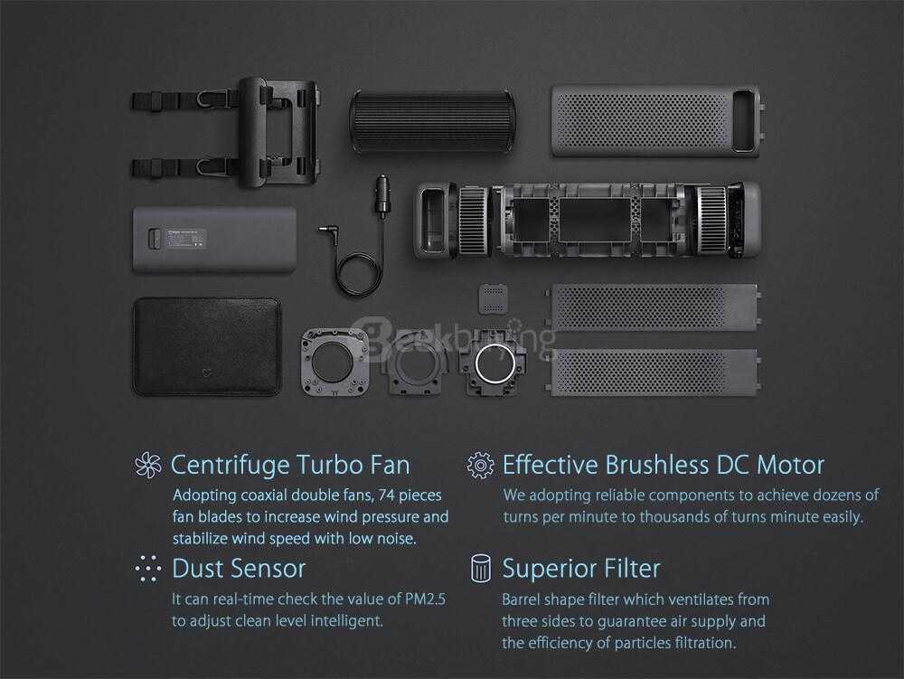 Original Xiaomi Car Air Cleaner Bluetooth 4.1 Air Purifier Freshener Smart Phone Remote Control - Black