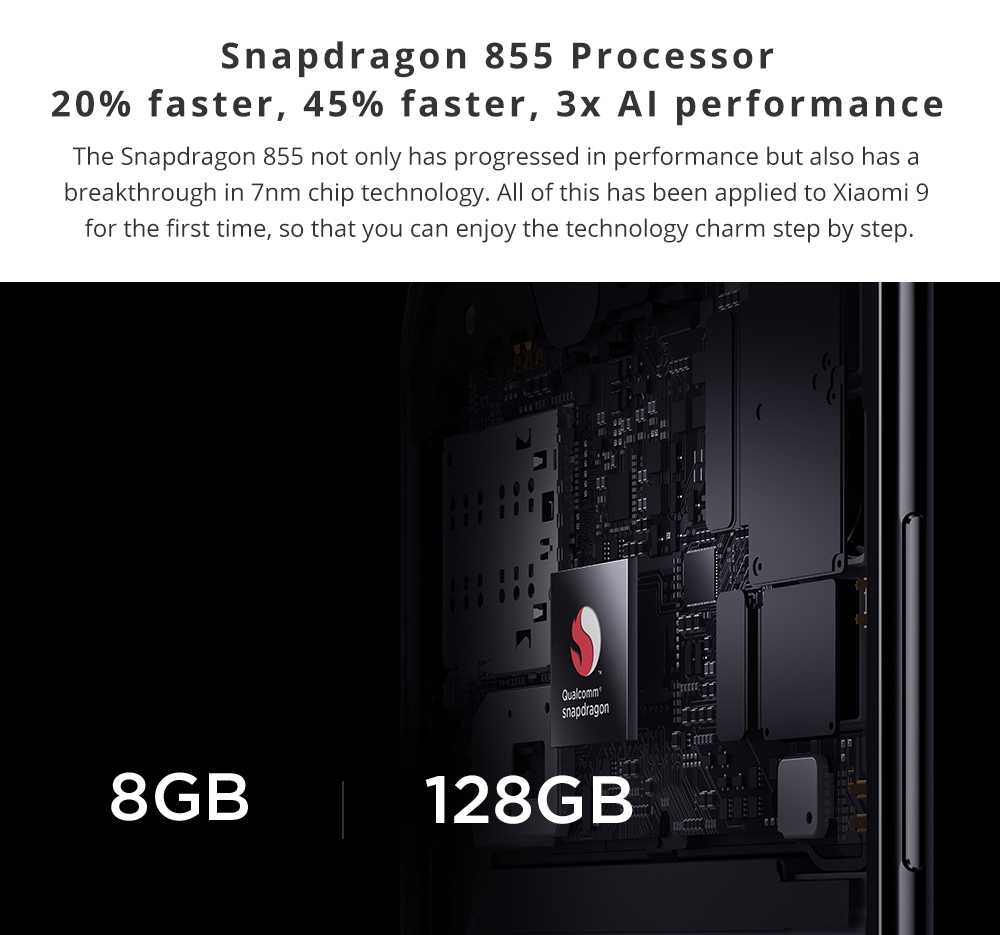 Xiaomi Mi 9 6.39 Inch 4G LTE Smartphone Snapdragon 855 6GB 128GB 48.0MP+12.0MP+16.0MP Triple Rear Cameras MIUI 10 In-display Fingerprint NFC Fast Charge - Gray