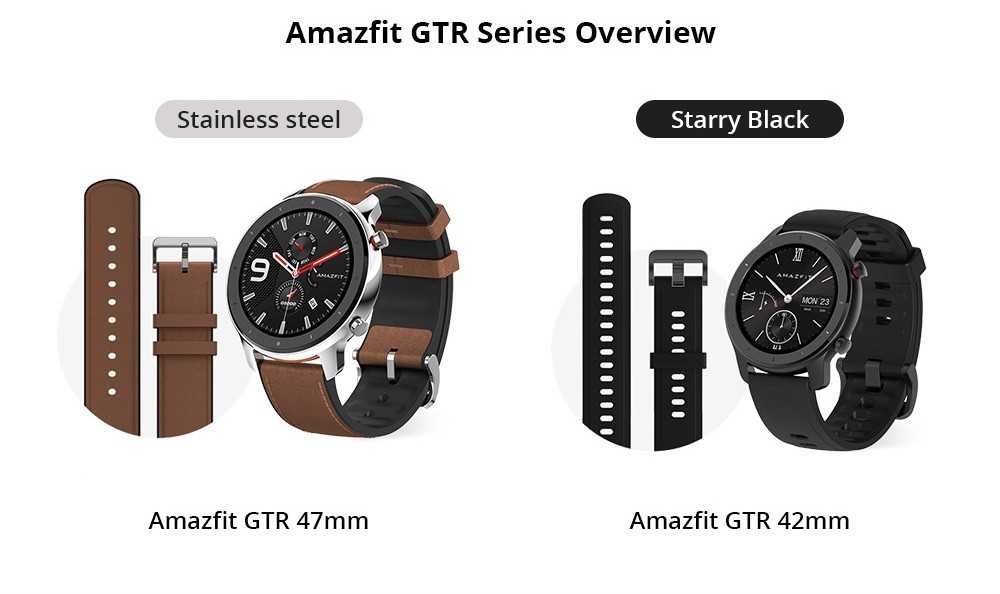 Умные часы AMAZFIT GTR, 42 мм, глобальная версия (продукт экосистемы Xiaomi), черный корпус из алюминиевого сплава, 42 мм AMAZFIT GTR 42mm Smart Watch Global Version (Xiaomi Ecosystem Product) - Black 42mm Aluminum Alloy Case