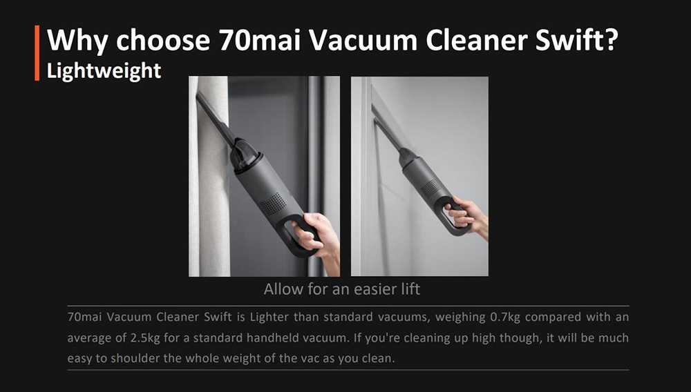 70mai Swift Handheld Vacuum Cleaner Wireless 5kPa Suction Car Cleaner International Version (Xiaomi Ecosystem Product) - Black