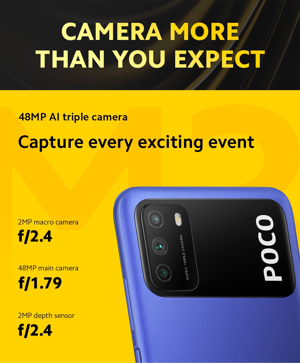 Cámara del teléfono inteligente Xiaomi Poco M3 4G Xiaomi Poco M3 Smart Phone 4G Snapdragon 662