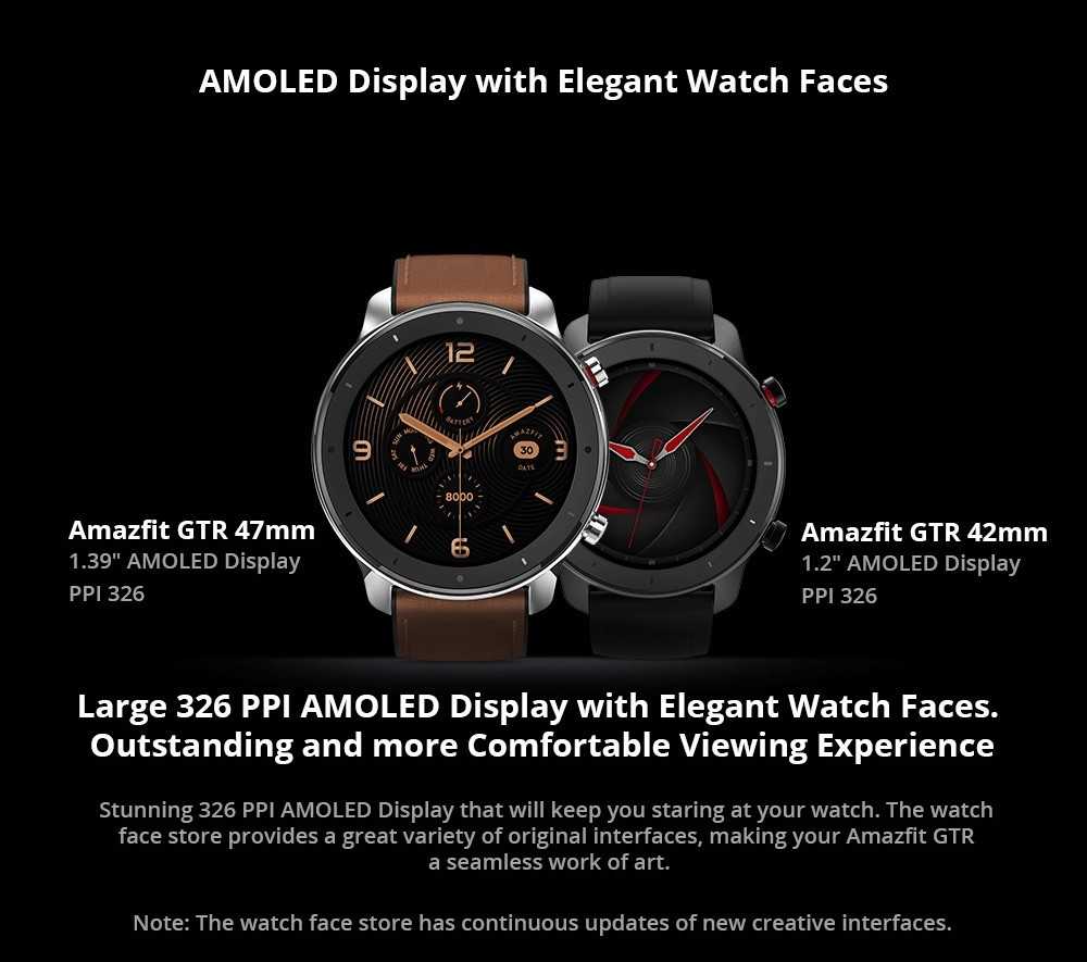 AMAZFIT GTR 42mm Smart Watch Global Version (Xiaomi Ecosystem Product) - Black 42mm Aluminum Alloy Case 