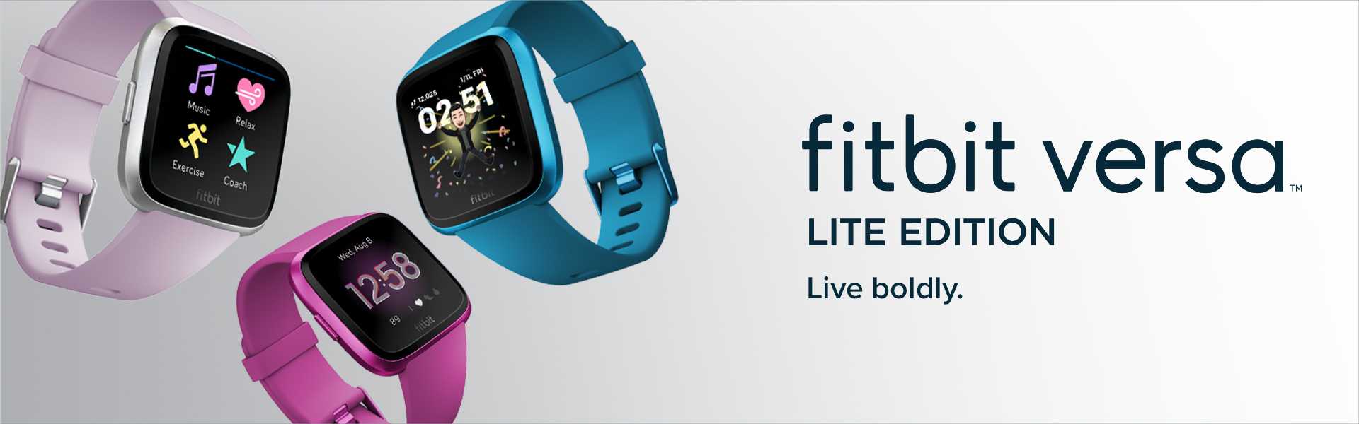 fitbit Versa Lite watches in various colors