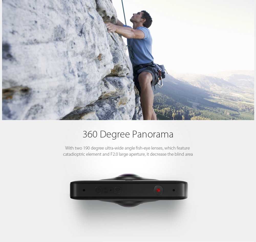 Xiaomi Mi Sphere Camera 4K 360 Degree Panorama Action Camera Ambarella A12 Chipset- Black International Edition