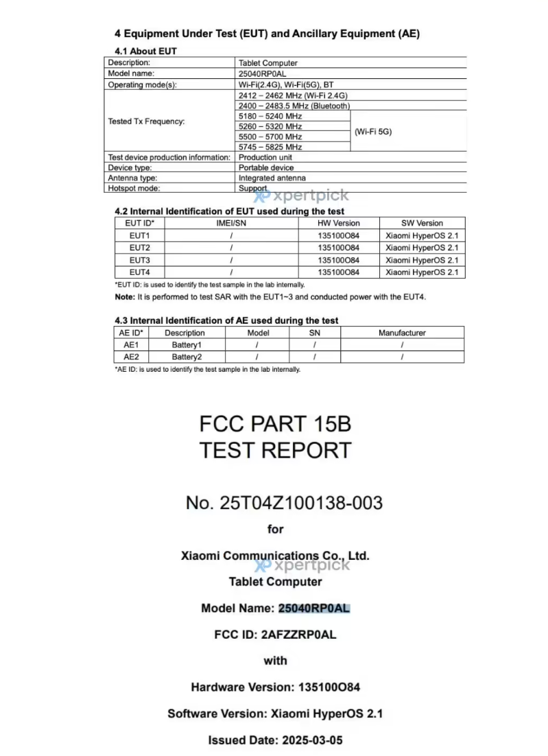 Xiaomi Redmi Pad 2 global certification information exposed dual band Wi Fi + Surge OS 21 expected to be released in April
