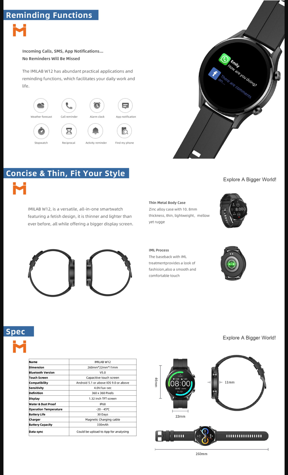 IMILAB Smart Watch W12