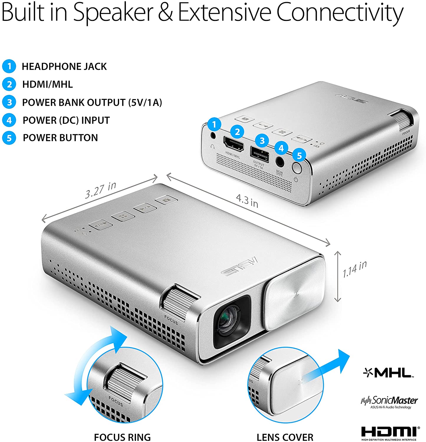 ASUS ZenBeam E1 Portable Mini Projector