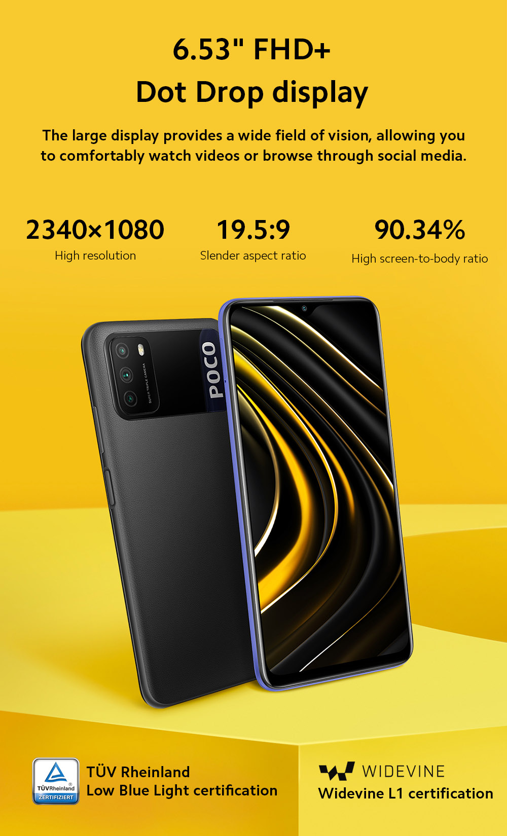 Teléfono inteligente Xiaomi Poco M3 4G Pantalla de 6,53 pulgadas Xiaomi Poco M3 Smart Phone 4G Snapdragon 662