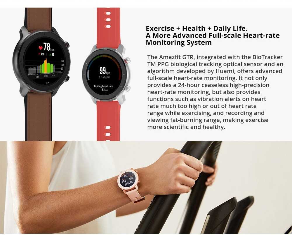 Умные часы AMAZFIT GTR, 42 мм, глобальная версия (продукт экосистемы Xiaomi), черный корпус из алюминиевого сплава, 42 мм AMAZFIT GTR 42mm Smart Watch Global Version (Xiaomi Ecosystem Product) - Black 42mm Aluminum Alloy Case