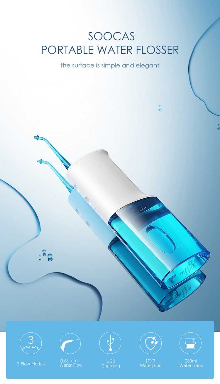 Soocas W3 Oral Irrigator Dental Portable Water Flosser Tips