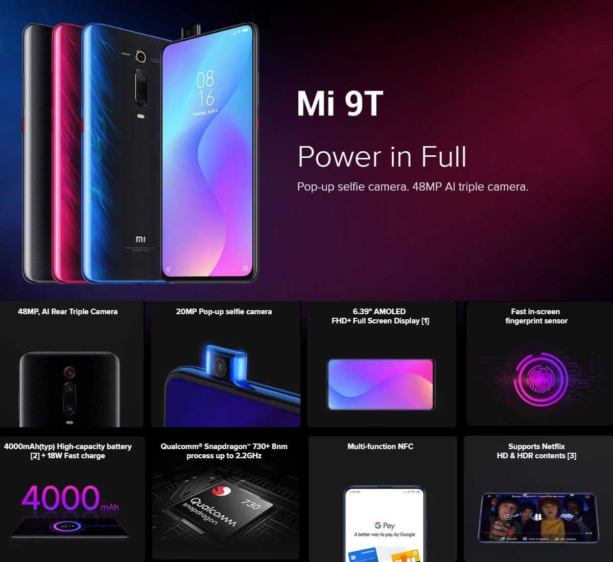 Xiaomi Mi9T 6.39 inch 48MP Triple Camera NFC 4000mAh Smartphone Wholesale