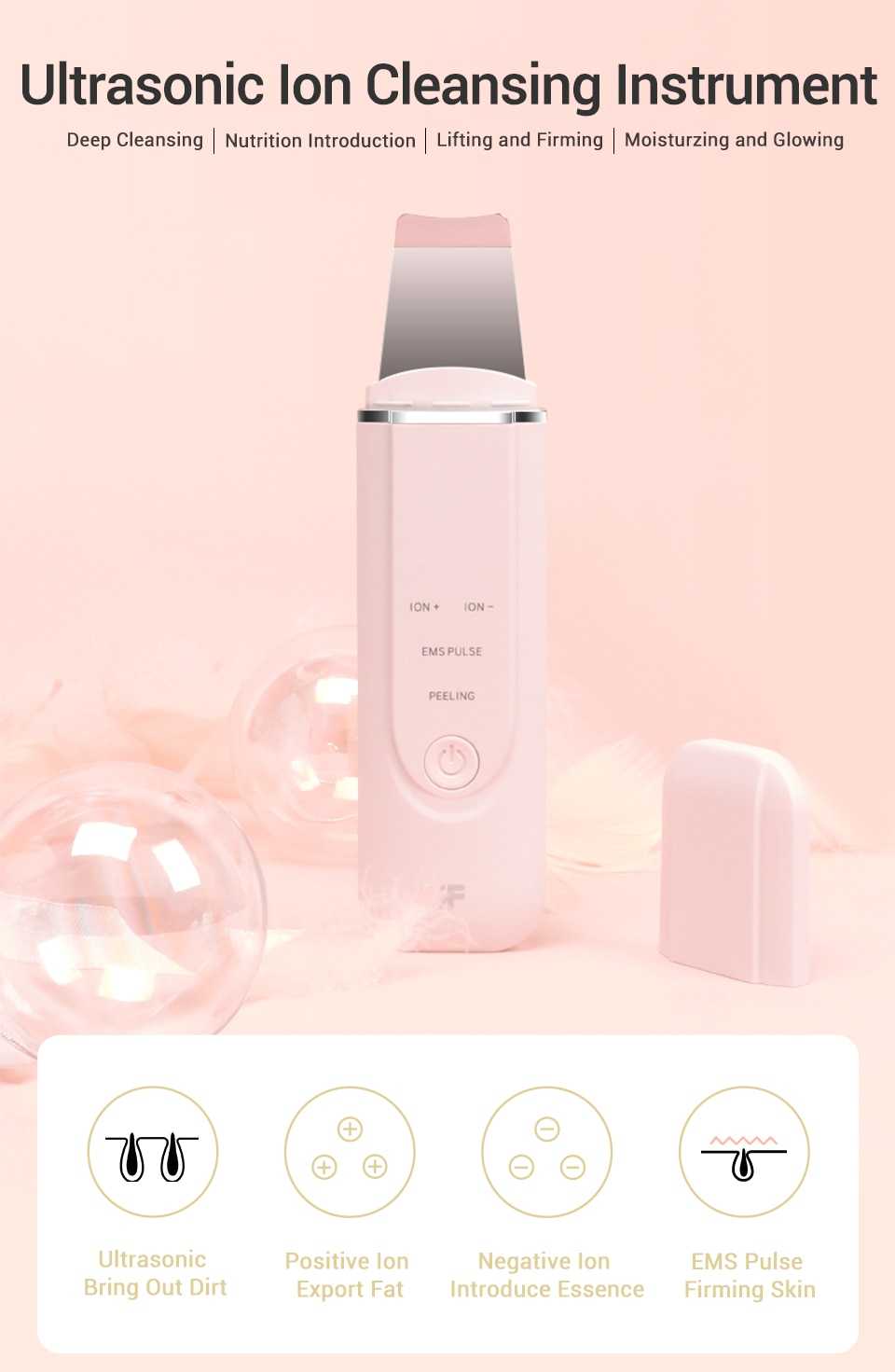 InFace Ultrasonic Facial Skin Scrubber Ion Deep Face Cleaning