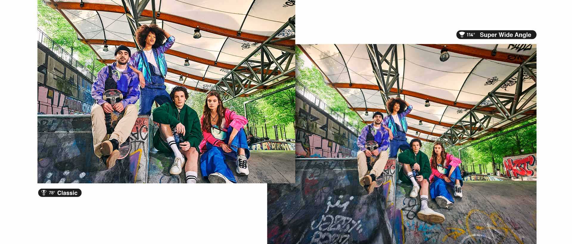 Shot taken without and with Super Wide Angle
