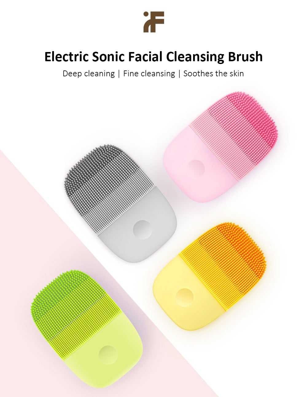 inFace MS - 2000 Adjustable Waterproof Electric Sonic Silicone Facial Cleansing Brush from Xiaomi youpin- Dark Gray Inface facial brush Ms2000
