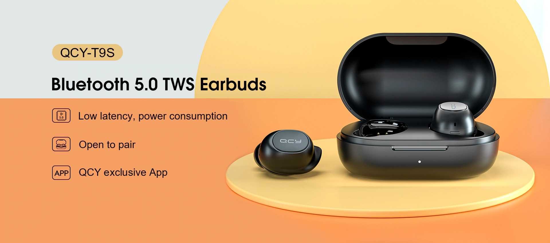 New QCY T9S TWS bluetooth 5.0 Earphone