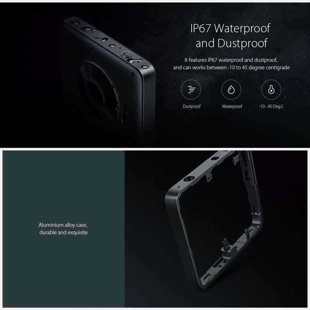 Câmera Xiaomi Mi Sphere 4K Câmera de ação panorâmica de 360 graus Chipset Ambarella A12 - Preto Edição Internacional Xiaomi Mi Sphere Camera 4K 360 Degree Panorama Action Camera Ambarella A12 Chipset- Black International Edition