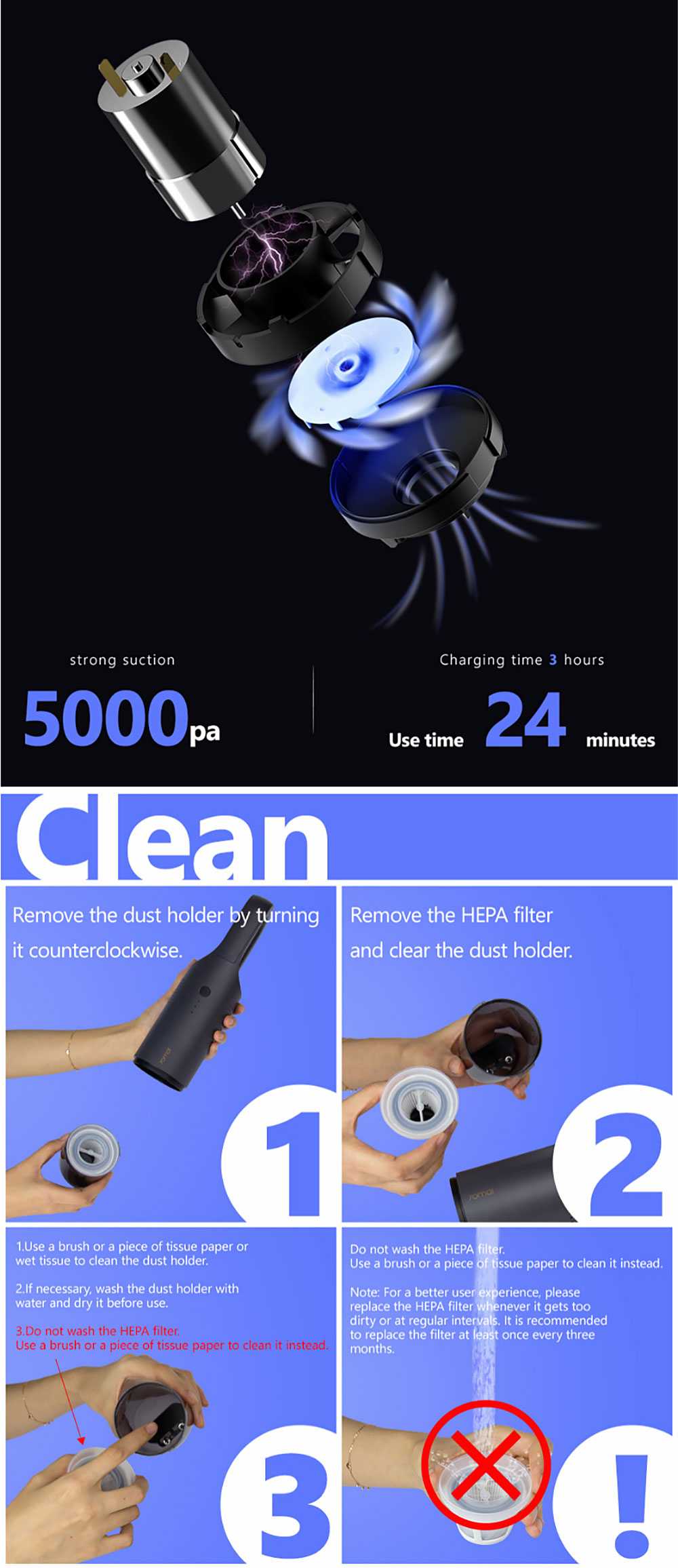 70 Mai New Hand-held Vacuum Cleaner