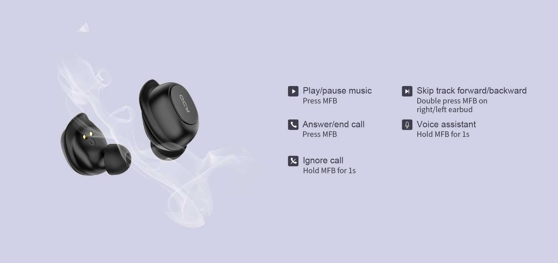 New QCY T9S TWS bluetooth 5.0 Earphone