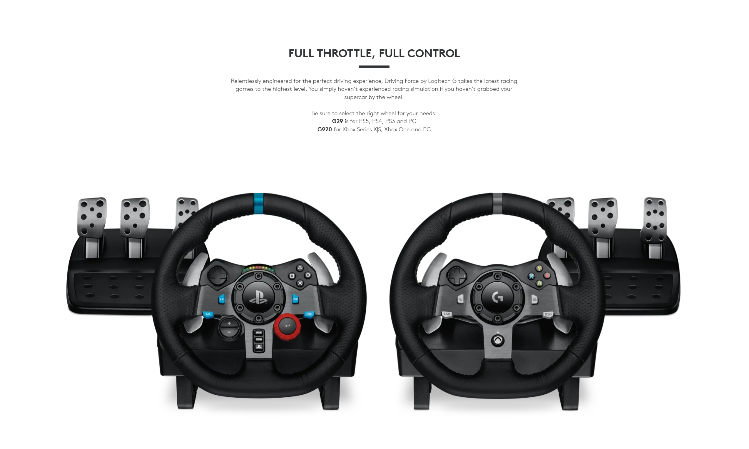 Logitech G29 Driving Force Steering Wheels Pedals