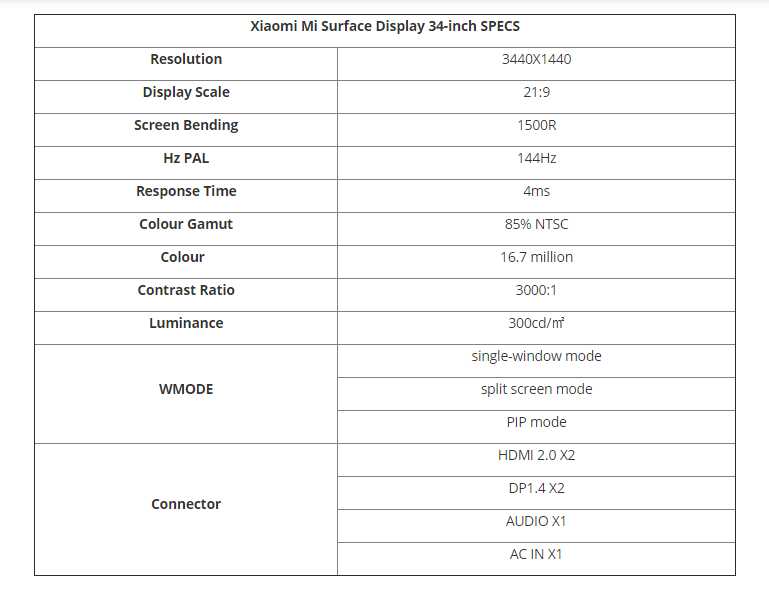 Xiaomi Mi Curved Gaming Monitor 34