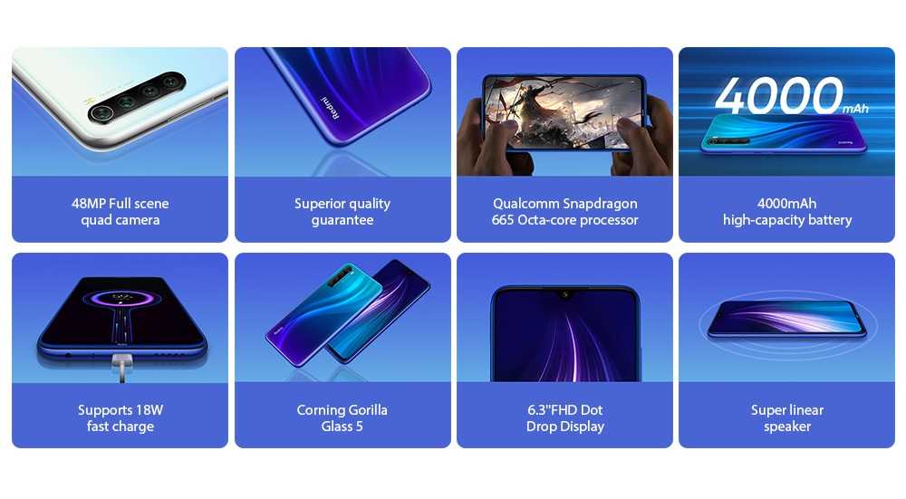 Xiaomi Redmi Note 8 4G Phablet 3GB RAM 32GB ROM- أزرق Xiaomi Redmi Note 8 4G Phablet 3GB RAM 32GB ROM- Blue