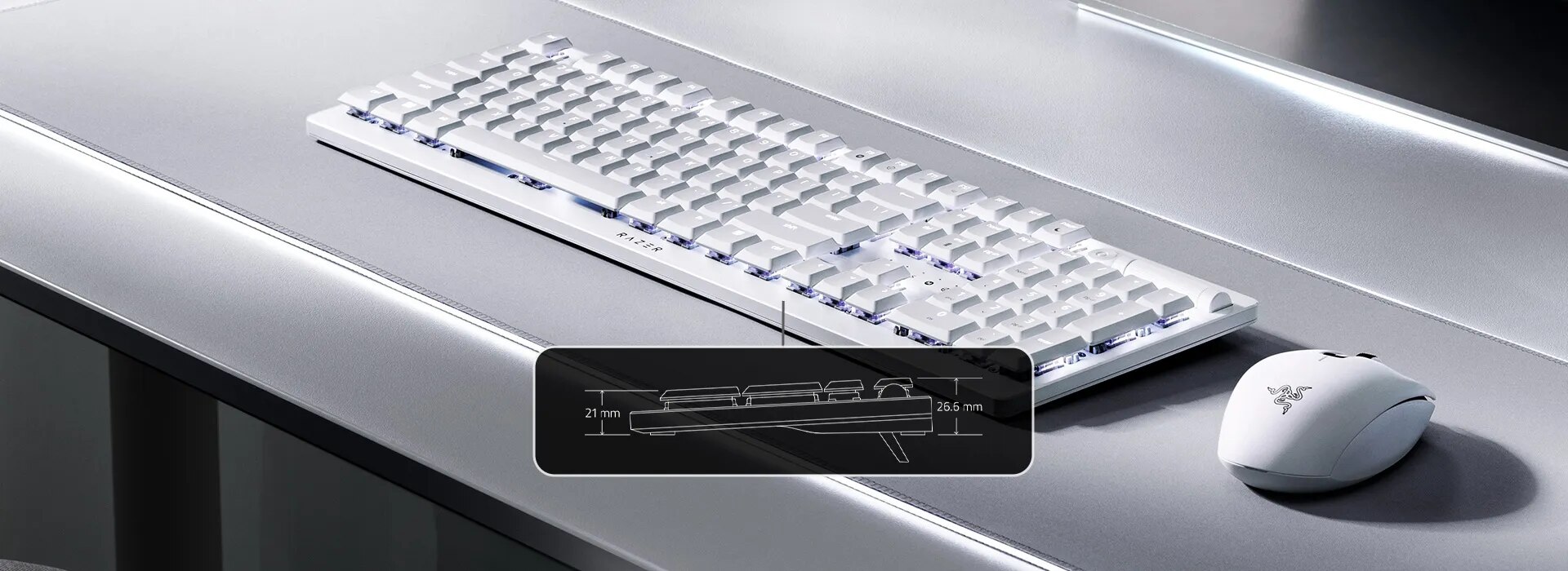 Razer DeathStalker V2 Pro - Clicky Optical Switch - US - White Keyboards