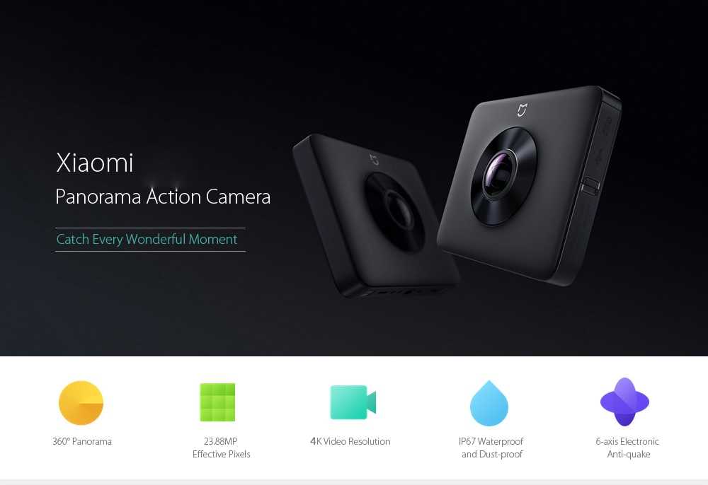 Xiaomi Mi Sphere Camera 4K 360 Degree Panorama Action Camera Ambarella A12 Chipset- Black International Edition